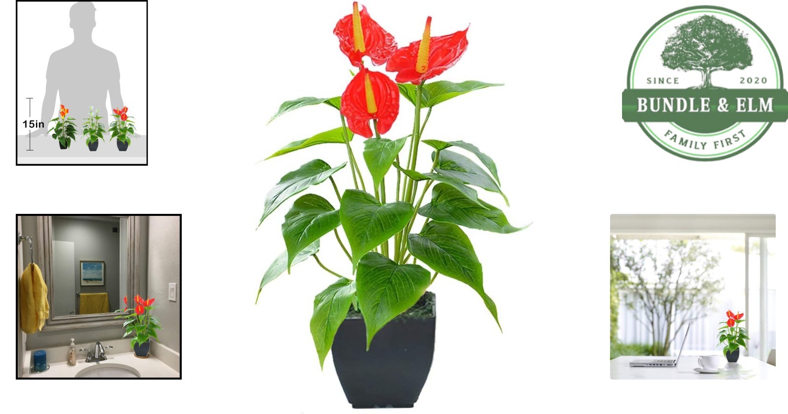 Artificial Calla Lily Potted Plant – Red Faux Flower for Home and Office Decor