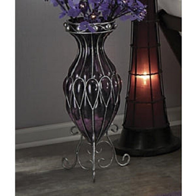 6 PC HOMCO #47011 60011 1909 PURPLE GARDEN CUTTINGS BOUQUET19″H BOW WHISPY BUSH