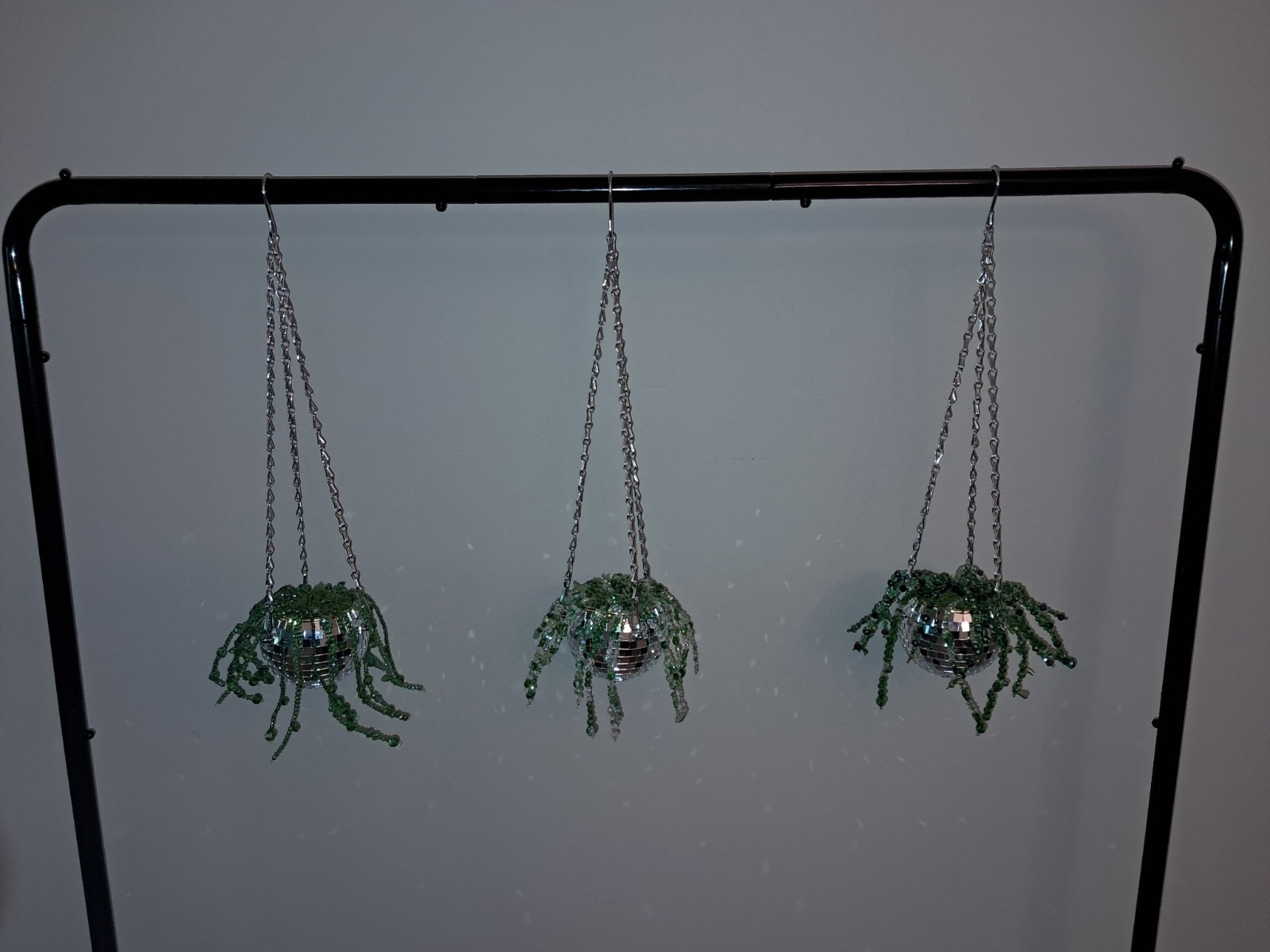Handmade Hanging Beaded Plant In A 4in Disco Ball Planter