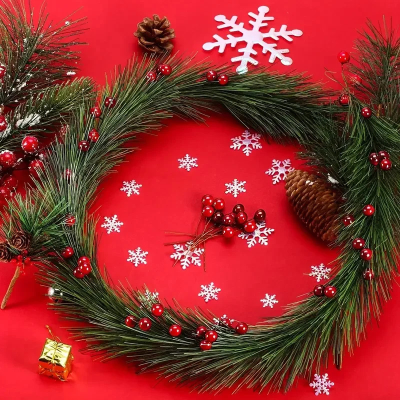 50/1000pcs Artificial Red Berry Stamen Bead Mini Floral Wreath Ornament Xmas DIY