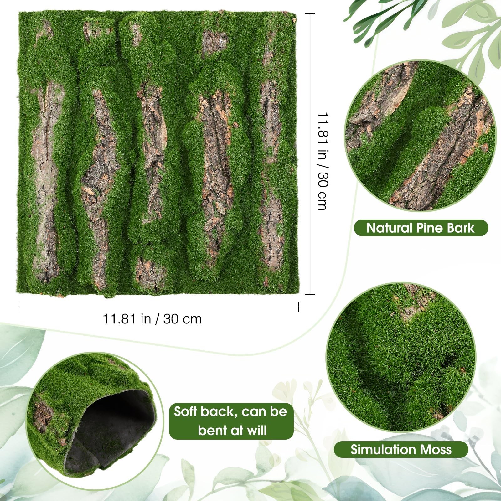Artificial Moss Bark 11.8 x 11.8 inches Tree Plants Bark DIY for Tree Collar …
