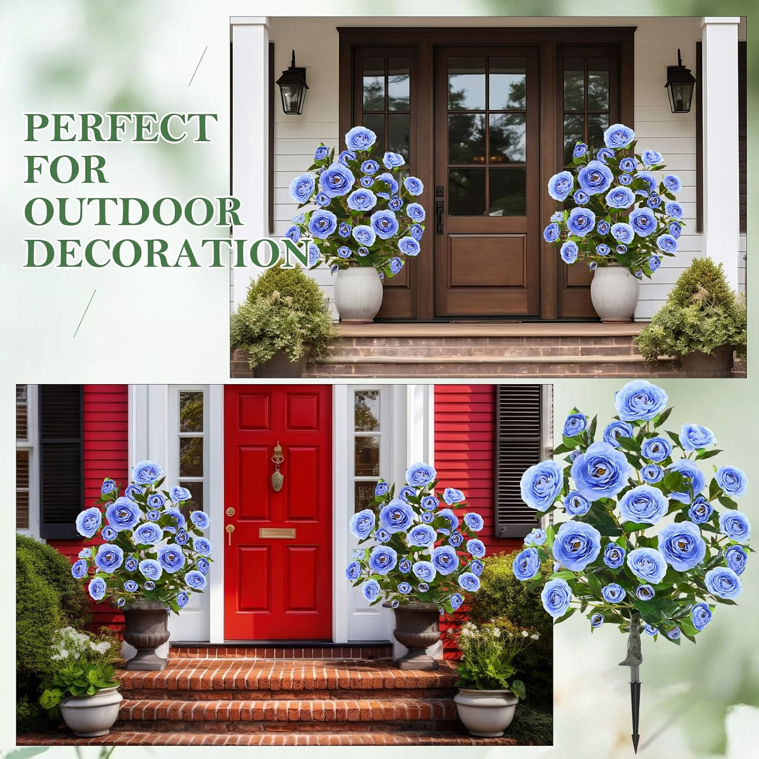 4 Pack 36″ UV Resistant Light Blue Artificial Camellia Flower Trees