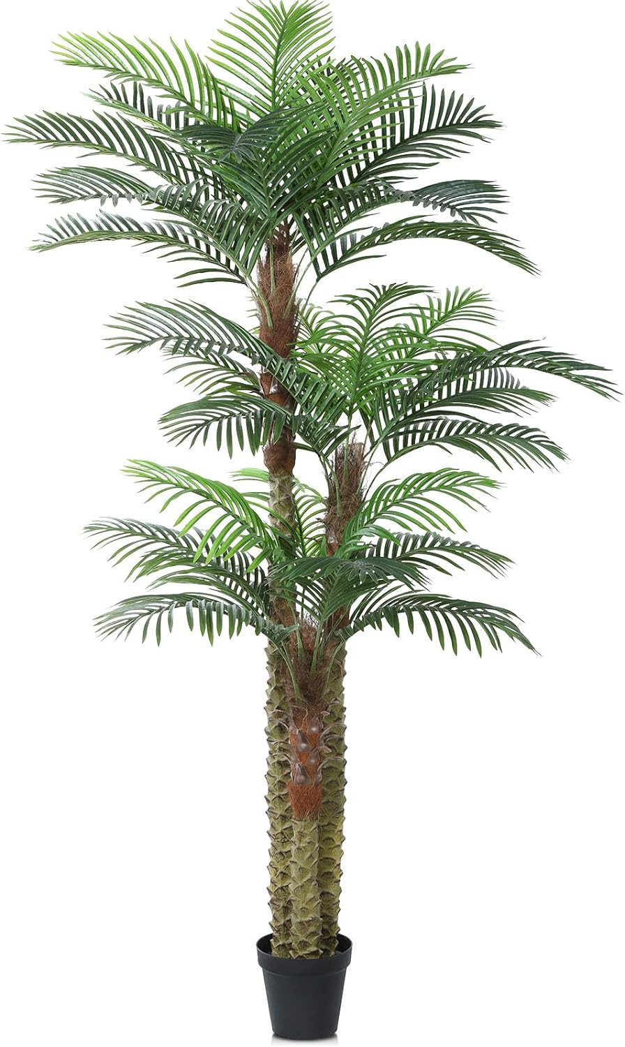 Artificial Palm Tree for Outdoor 8Ft Tall UV Resistant Fake Tropical Golden Cane