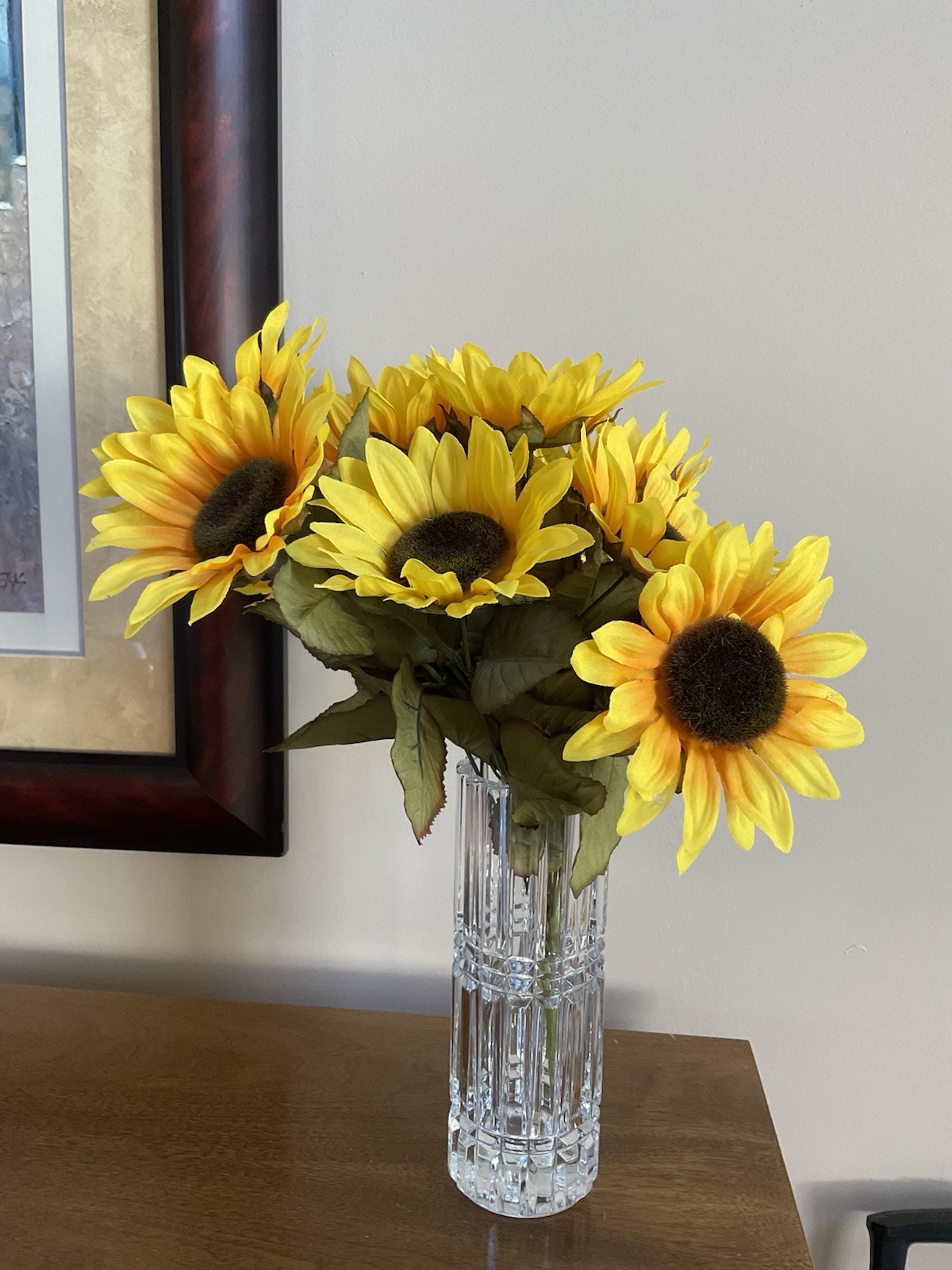 Artificial Sunflower Bouquet w/Leaves ~ 16” Long ~ Fall Decor