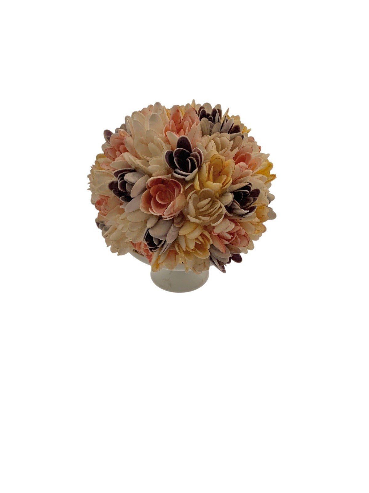 Seashell Flower Arrangement on Footed Bowl Vintage Costal Art Decor