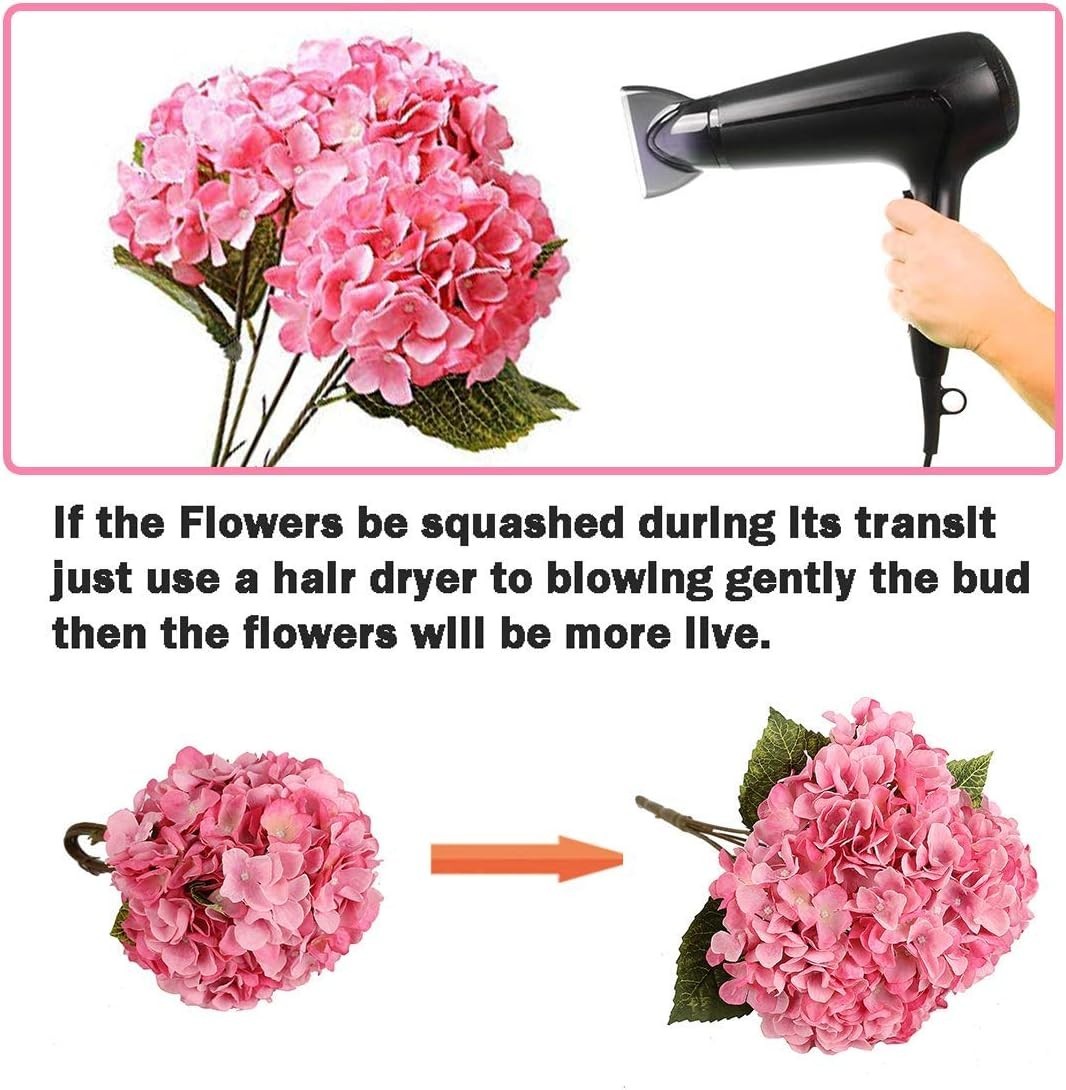 Classic European Style Hydrangea Bouquet – 5 Large Silk Flowers for Decoration
