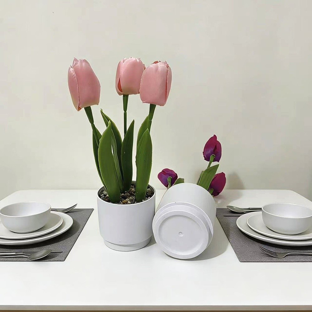 24x12x12cm Artificial Tulip Flower for Living Room Bedroom Shelf Decor