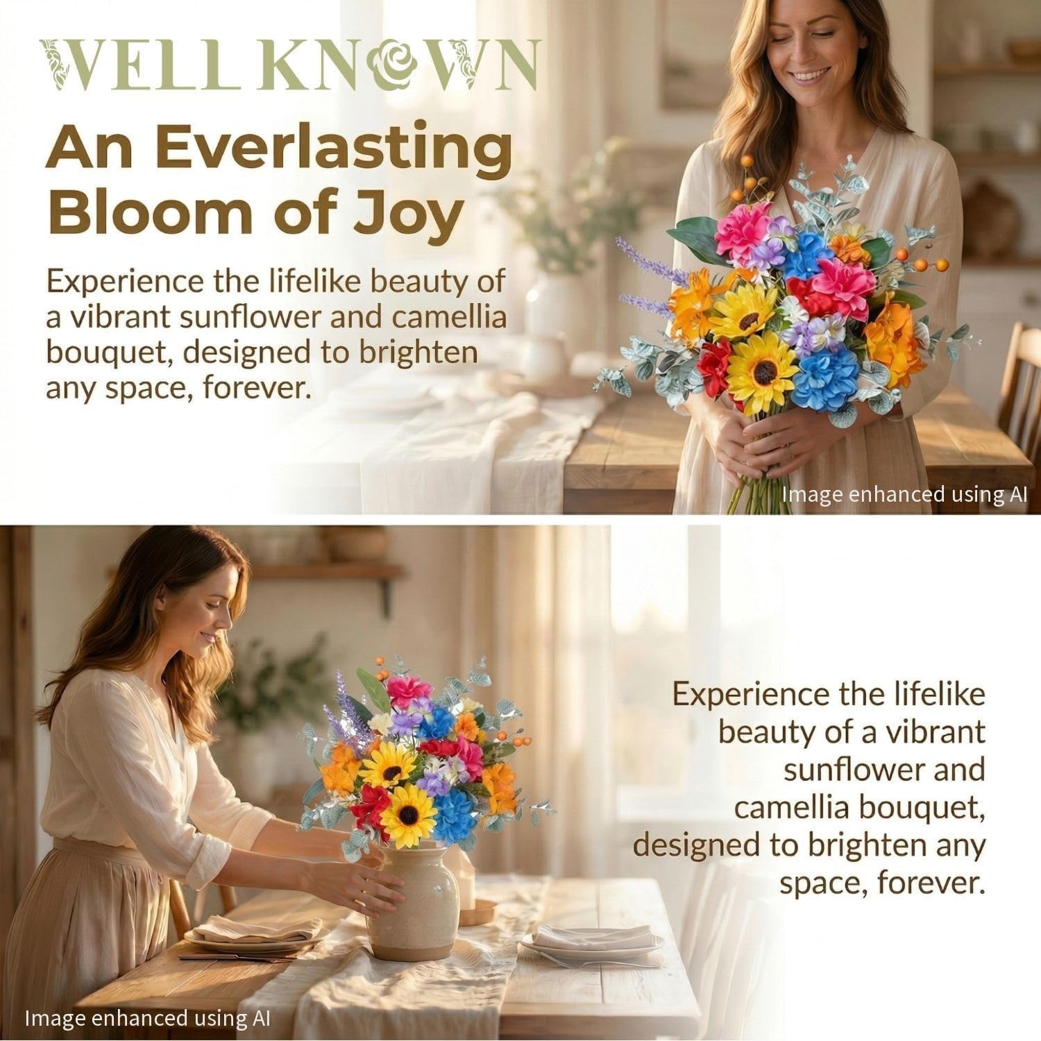Rainbow Sunflower Artificial Flowers Bouquet for Home & Wedding Decor