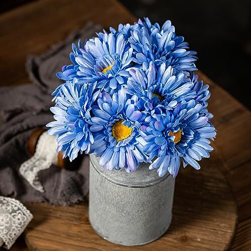 Artificial African Daisies Flowers African Daisy Silk Flowers 10 Blue