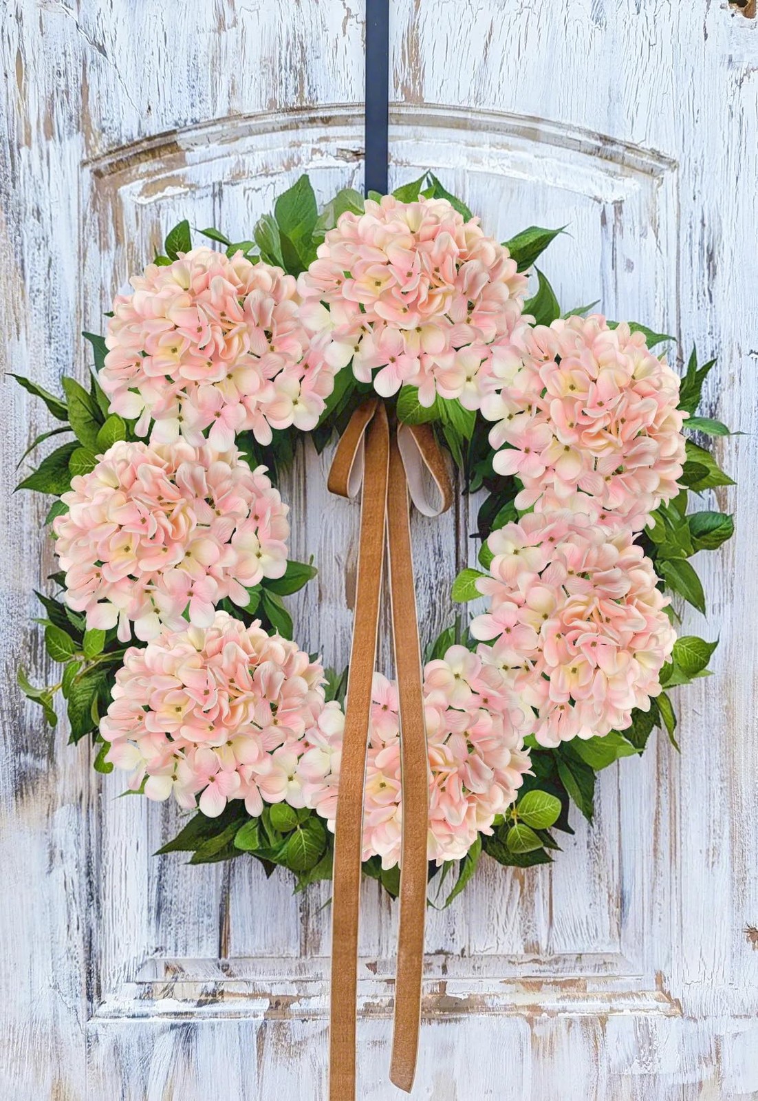Pink Silk Hydrangea Artificial Flowers Heads 7.4inch Large Fake Hydrangea 4Pc…