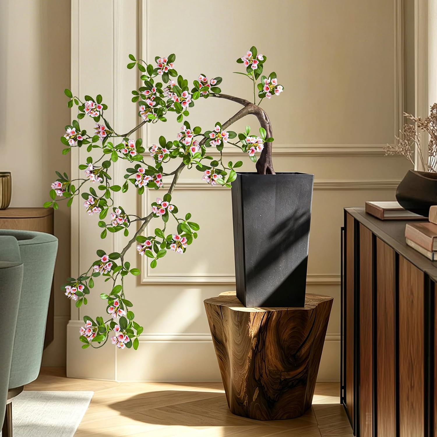 Lifelike Large Pink Artificial Bonsai Tree for Home & Office Décor