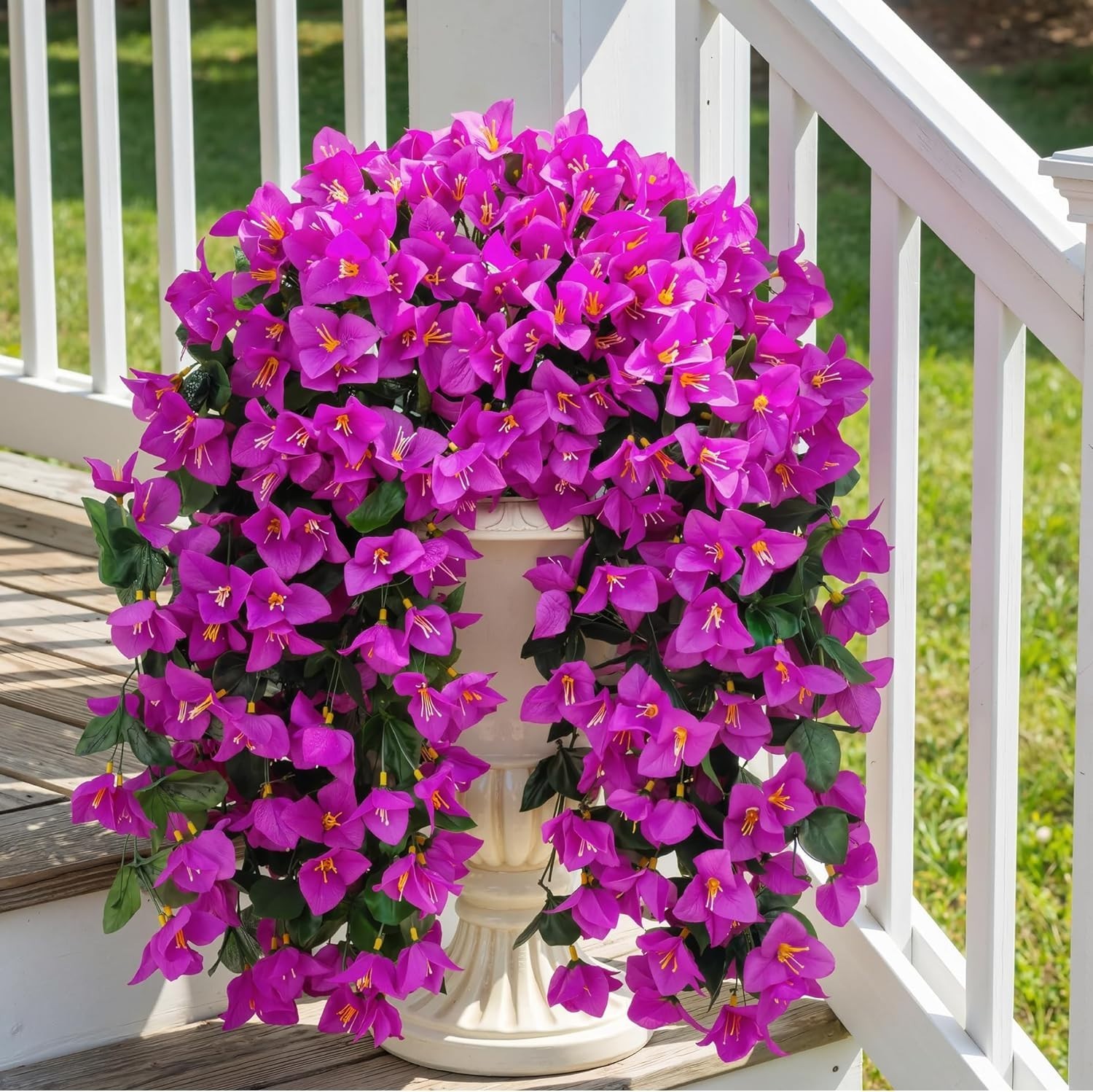 Artificial Bougainvillea Flowers Plants for Outdoors Decoration, 2 Pcs Fuchsia