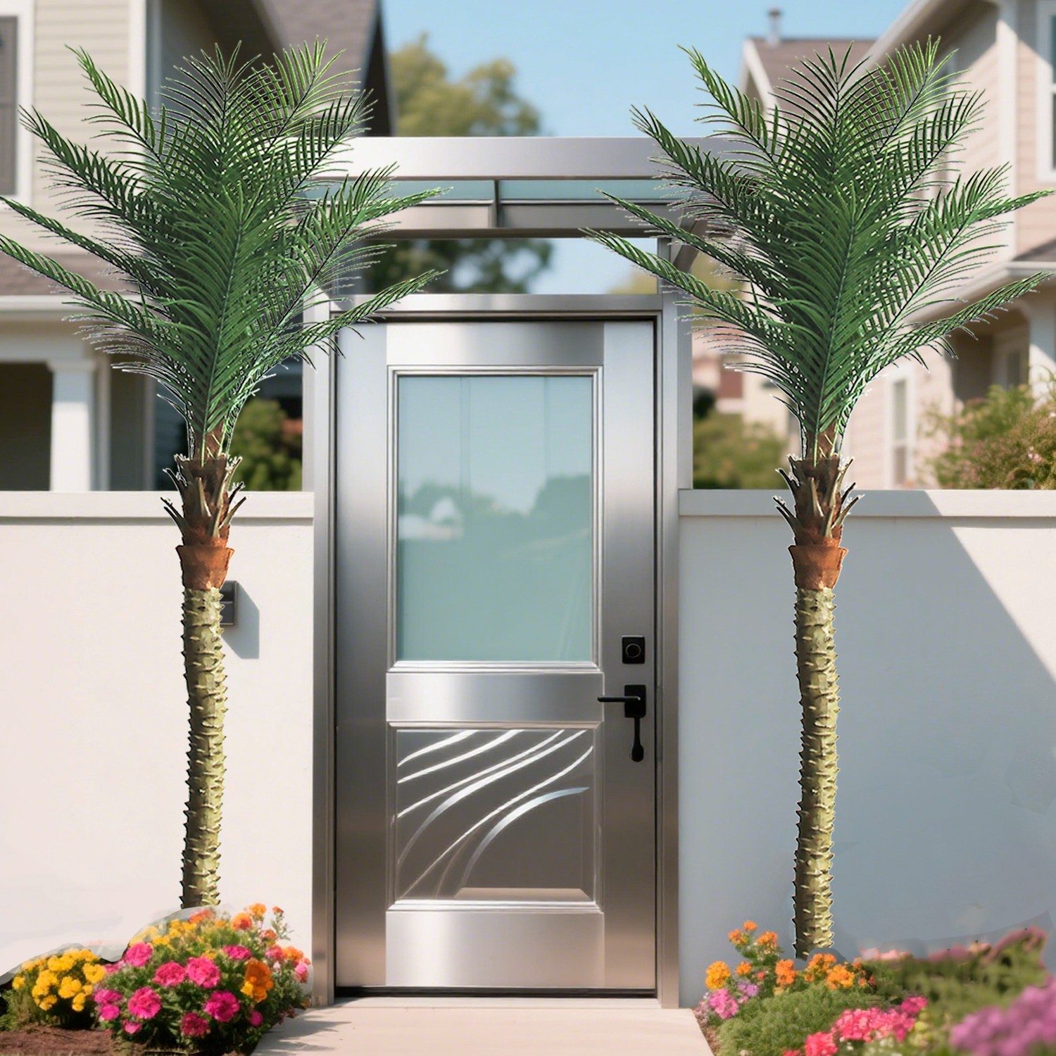 2 Pack 9ft Artificial Coconut Palm Tree, Fake Tropical Palm Plant Indoor Outdoor
