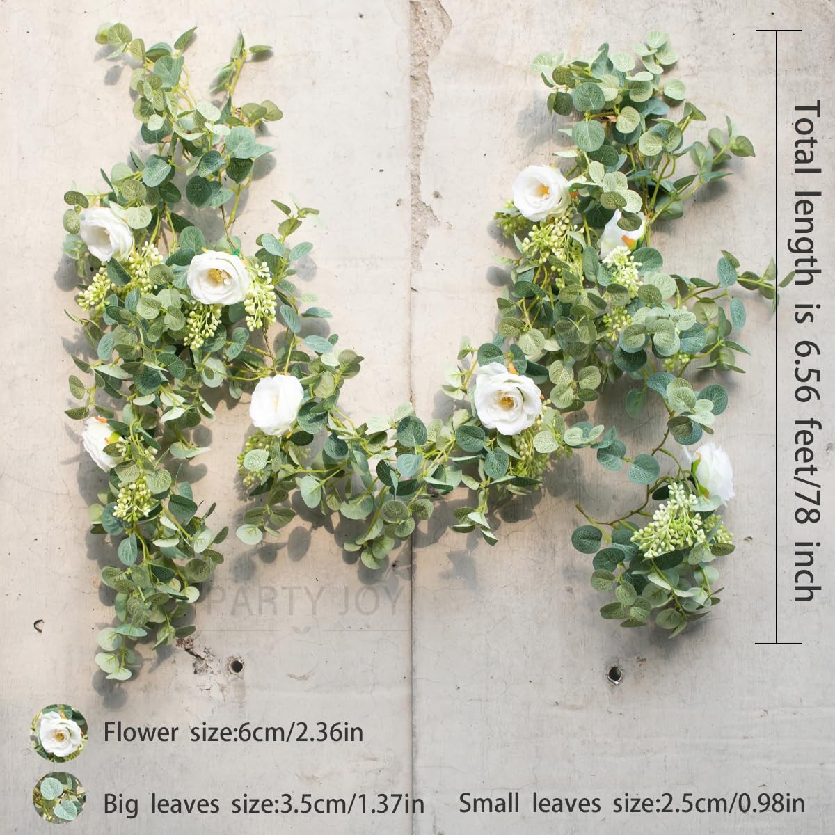 Handmade White Eucalyptus Garland with Roses for Wedding Baby Shower Decor