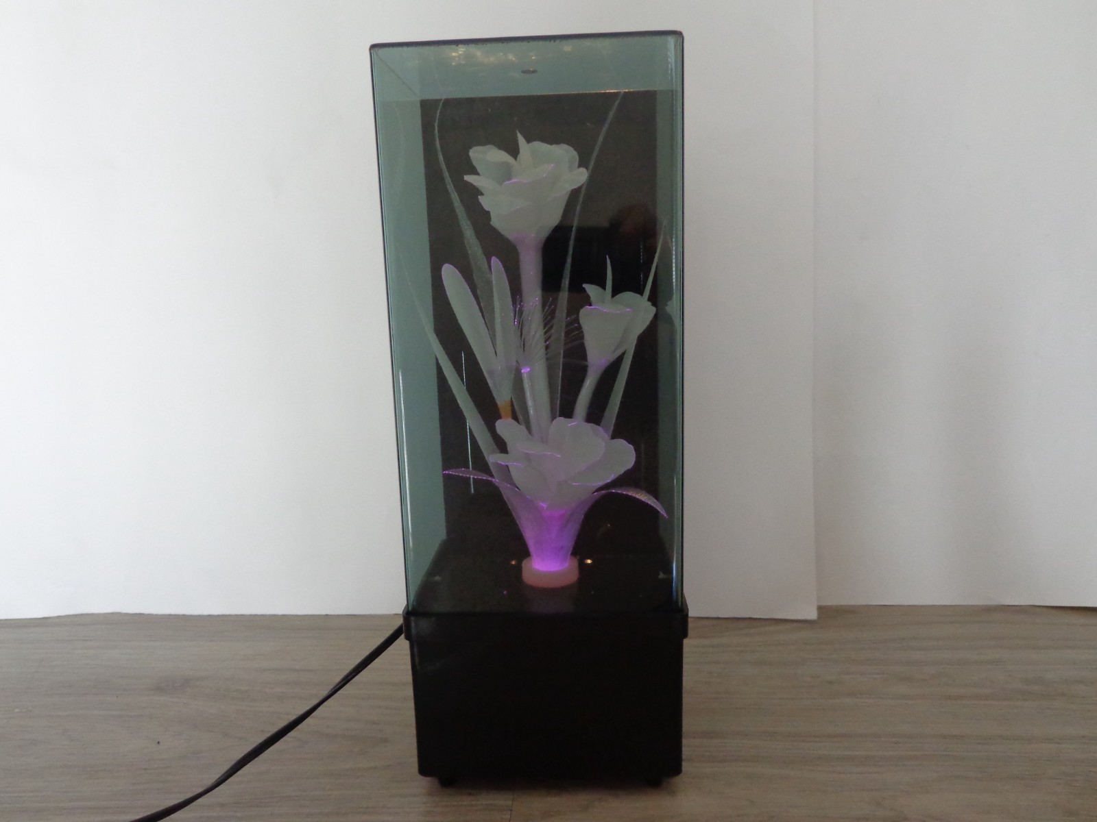 Fiber Optic Musical Encased Flower Box Color Changing 80s 90s VTG Retro Decor