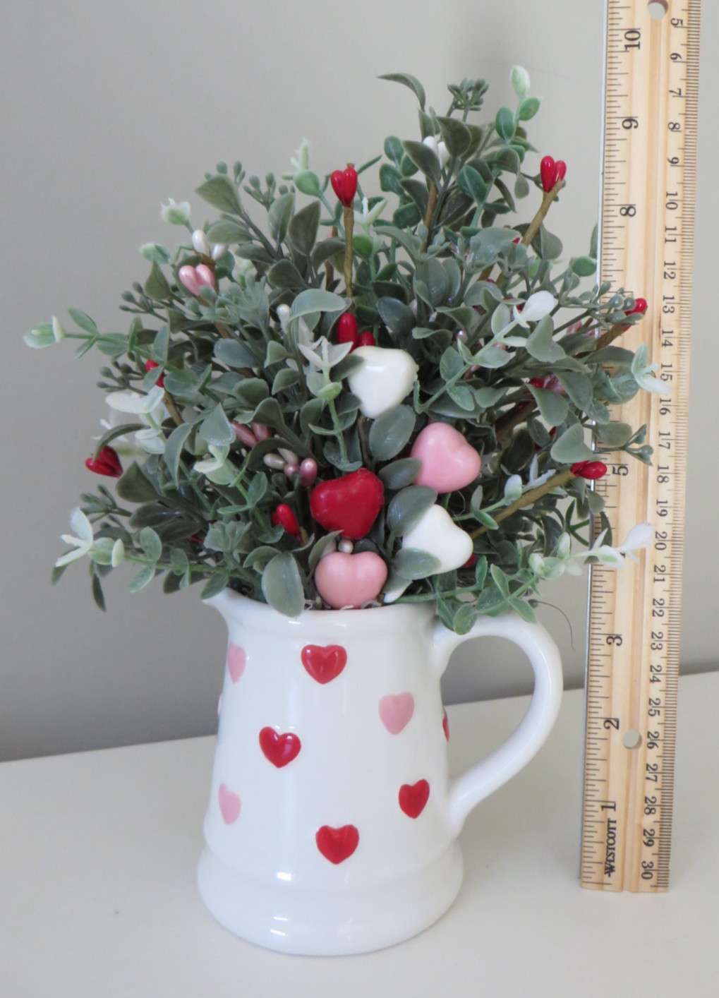 Valentine’s Day Floral Arrangement in Ceramic Creamer – Home Decor #584
