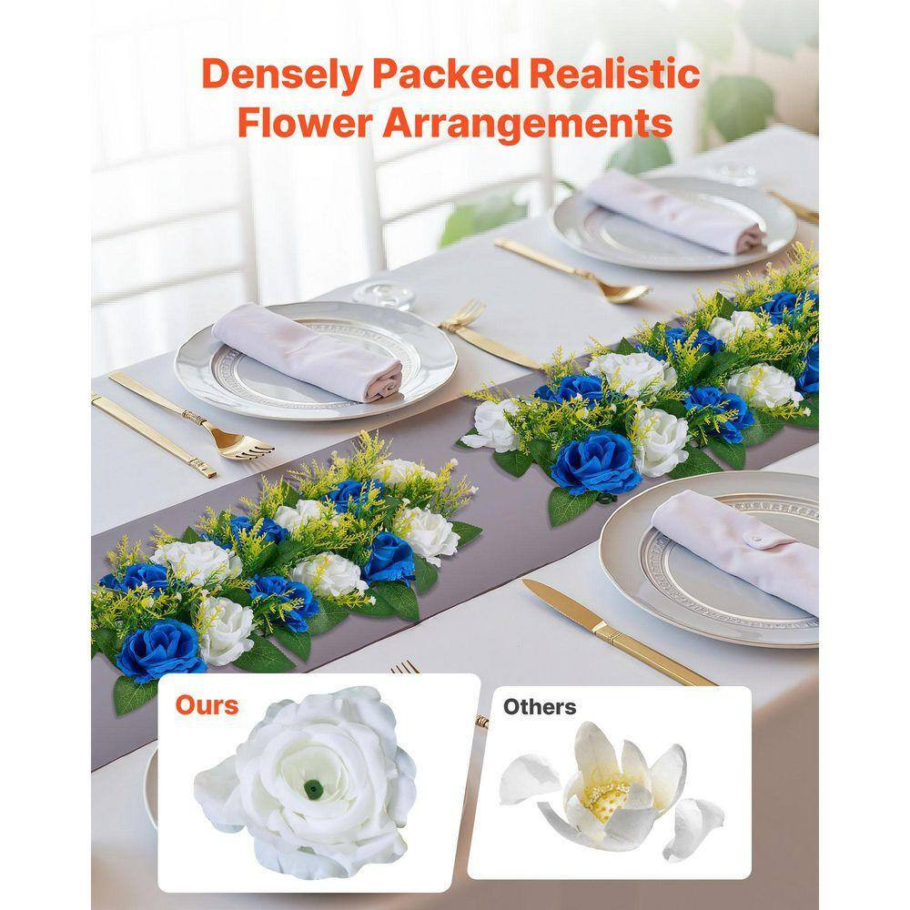 4.7 In. H Blue and White Roses Artificial Flower Ball Arrangement Bouquet 10-Pie