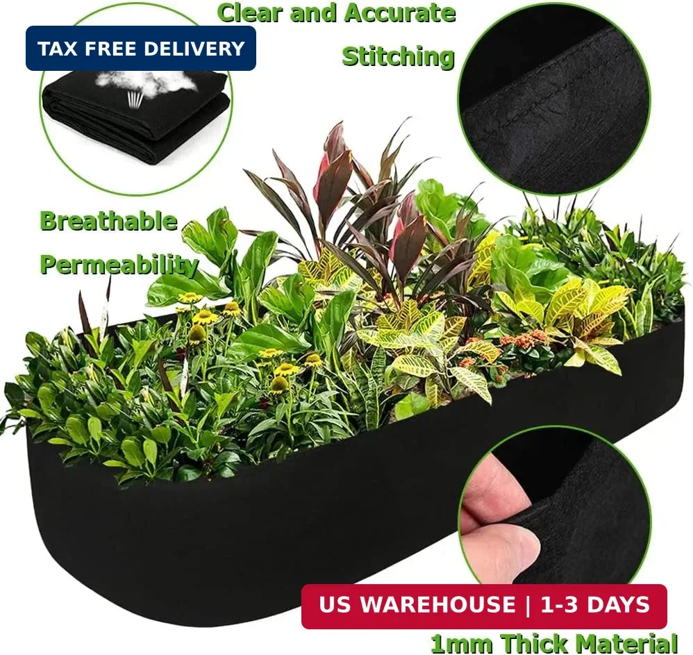 Fabric Raised Garden Bed, Raised Planters for Outdoor Plants, Rectangle Garden G