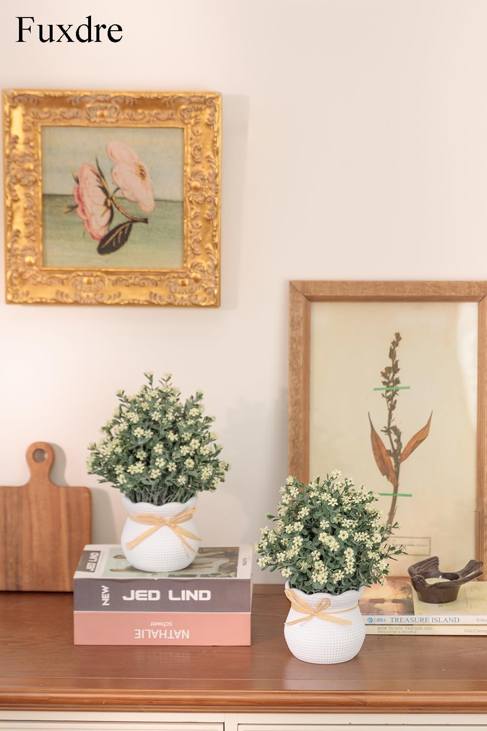 2 Pack Faux Small Desk Plants in Vintage Pots for Home Office Decor
