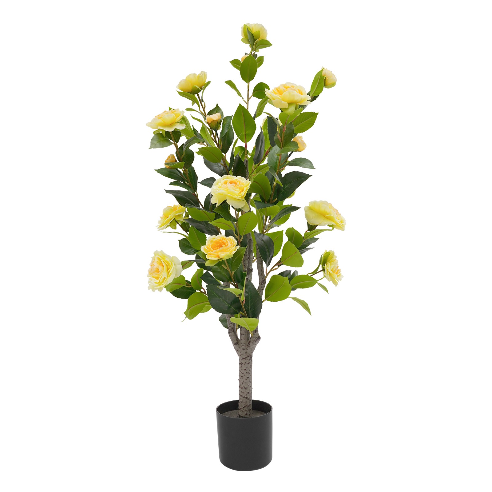 2 Pack Artificial Tea Rose Tree Artificial Plant 20 Yellow Flowers Each Piece