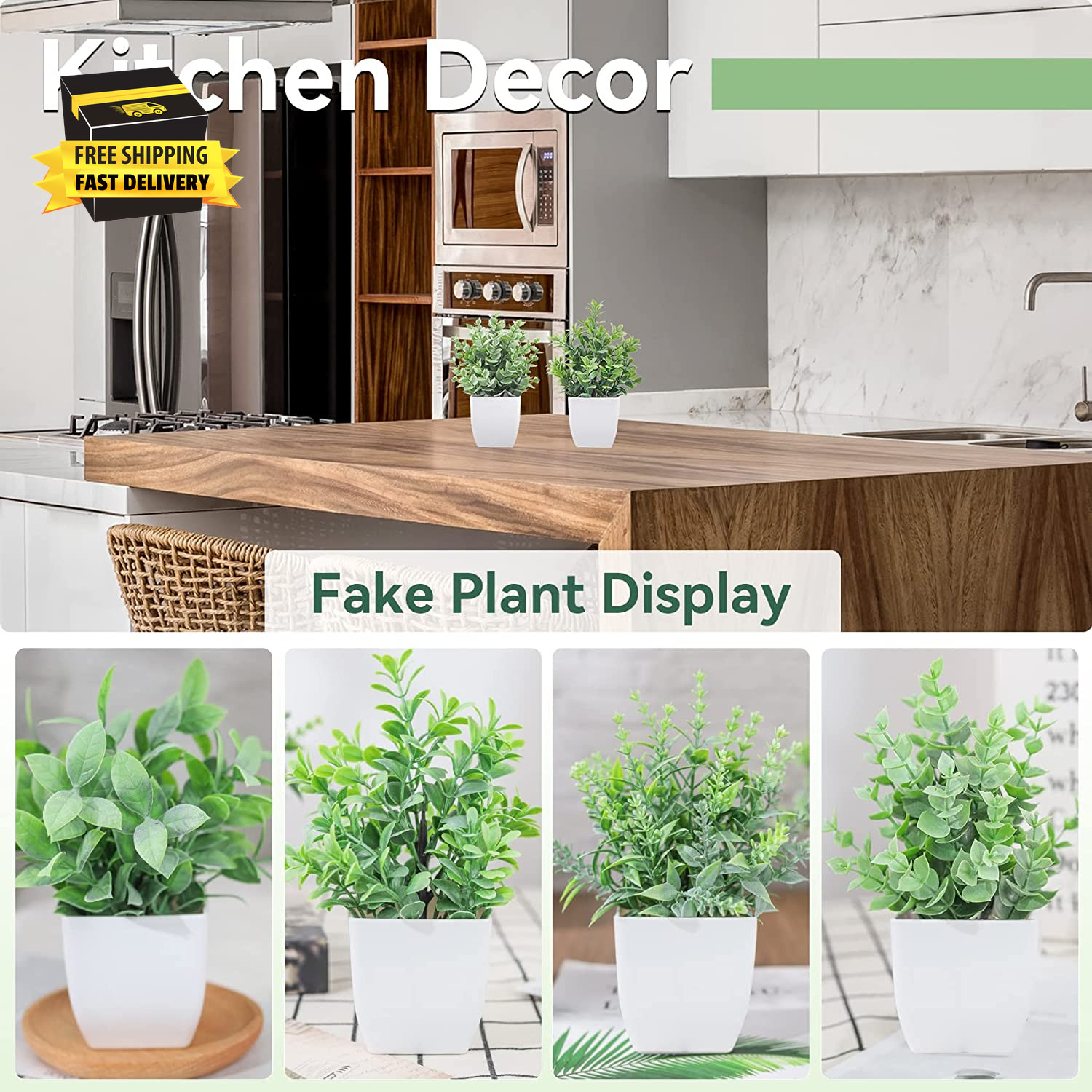 4 Pack Fake Plants Mini Artificial Greenery Potted Plants for Home Decor Indoor