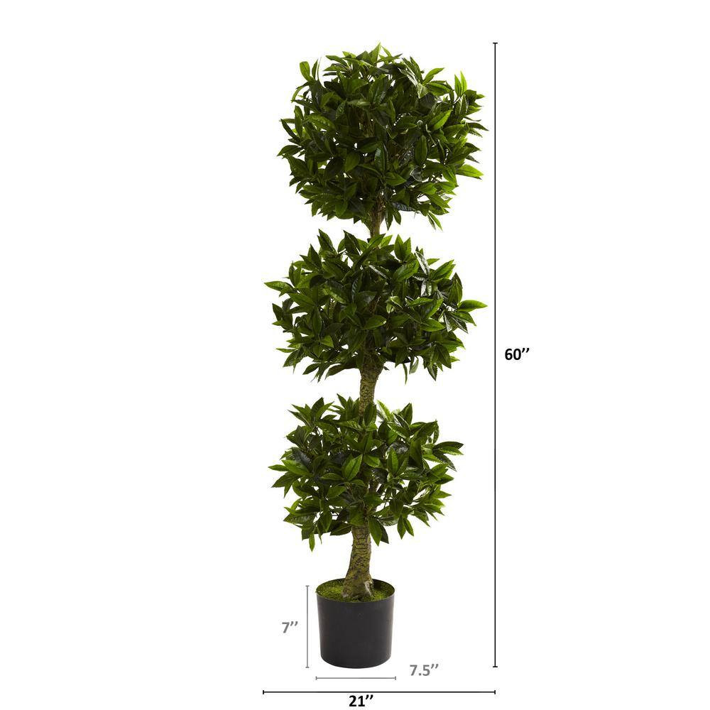 5 Ft. Artificial UV Resistant Indoor/Outdoor Triple Bay Leaf Topiary