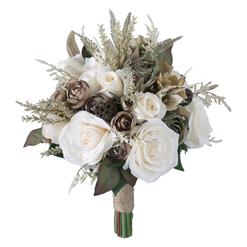 Vintage Europe Style Bridal Bouquet Handheld Artificial Silk Flower Ornament