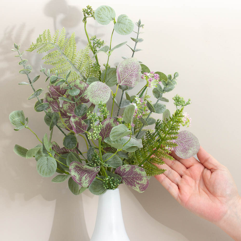 Artificial Mixed Foliage Eucalyptus and Fern 25″ Spray