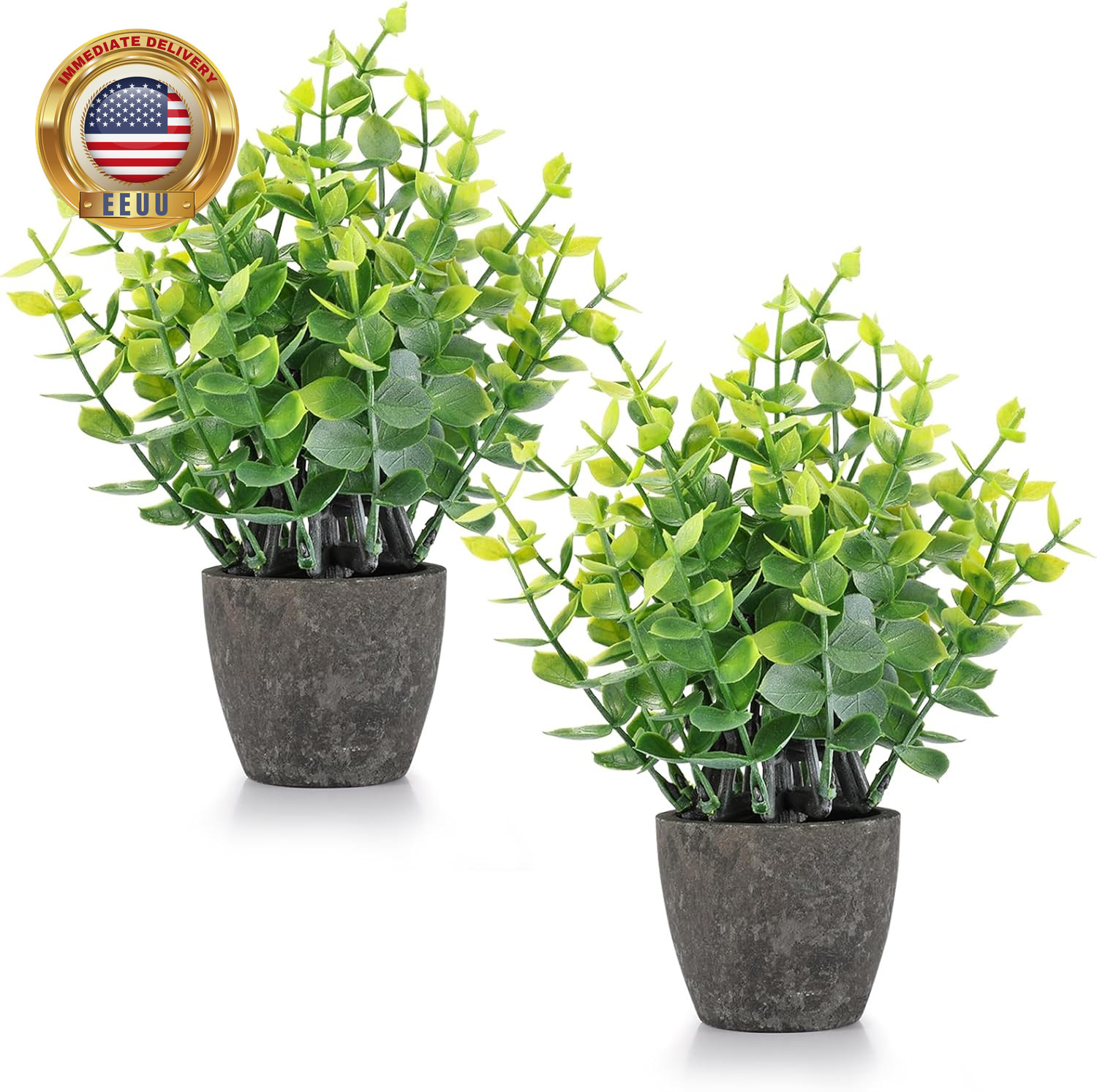 2 Pack Fake Plants Ceramic Mini Artificial Greenery Potted Plants for Home Decor