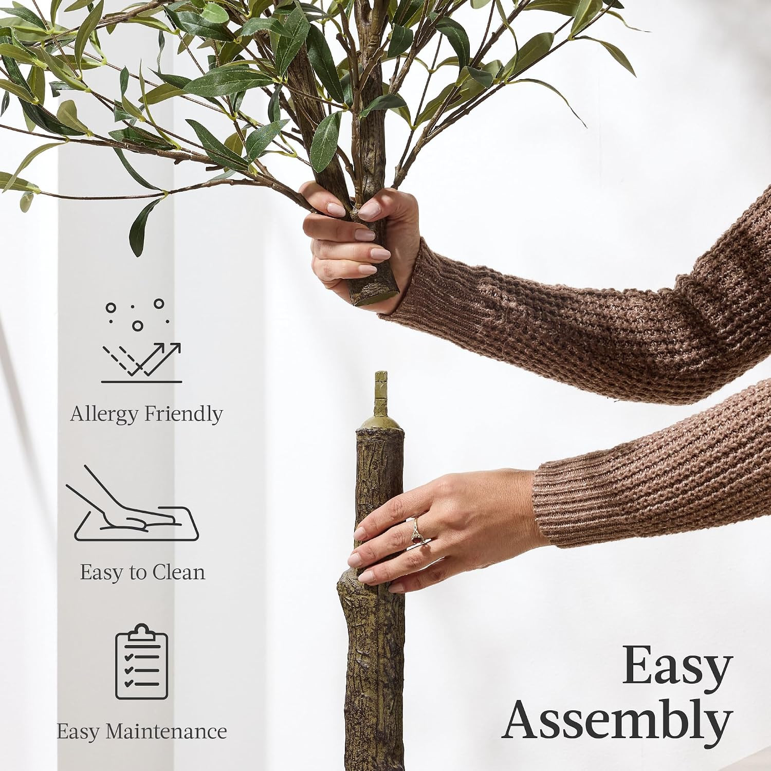 5Ft Artificial Olive Tree, Lifelike Faux Tree W/Planter Pot, Indoor Home Office