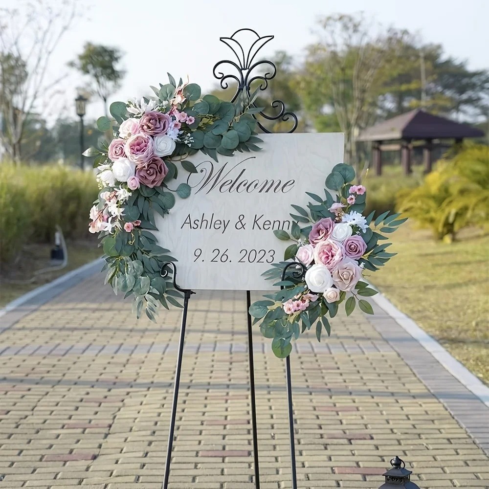 2pcs Wedding Decoration Flowers, Artificial Rose Wreaths,Suitable for Outdoor