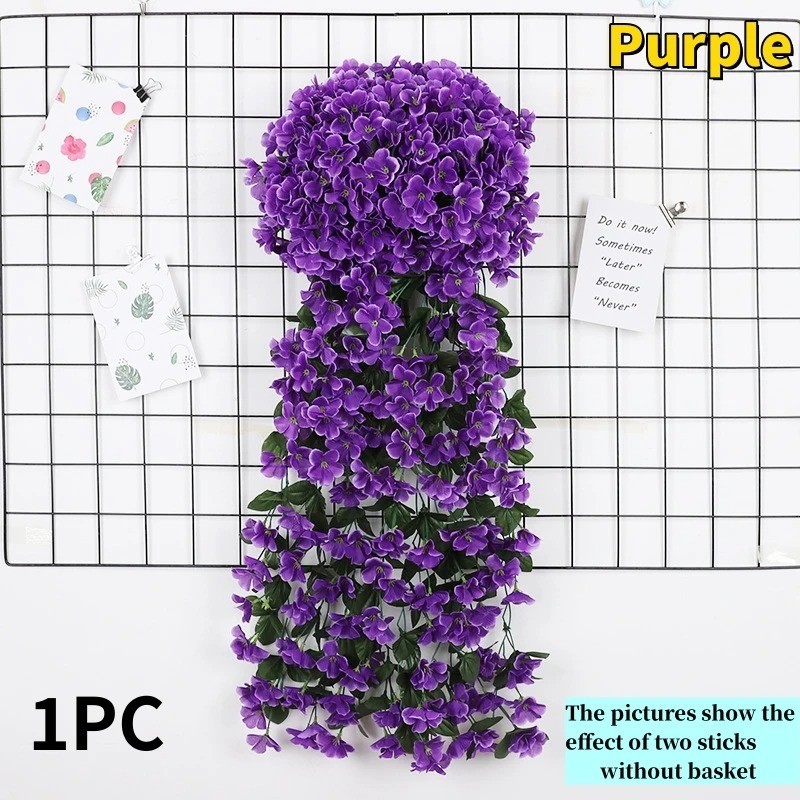 10-1Pack Artificial Violet Flower Vines Plastic Fake Flowers Wall Hanging Plants