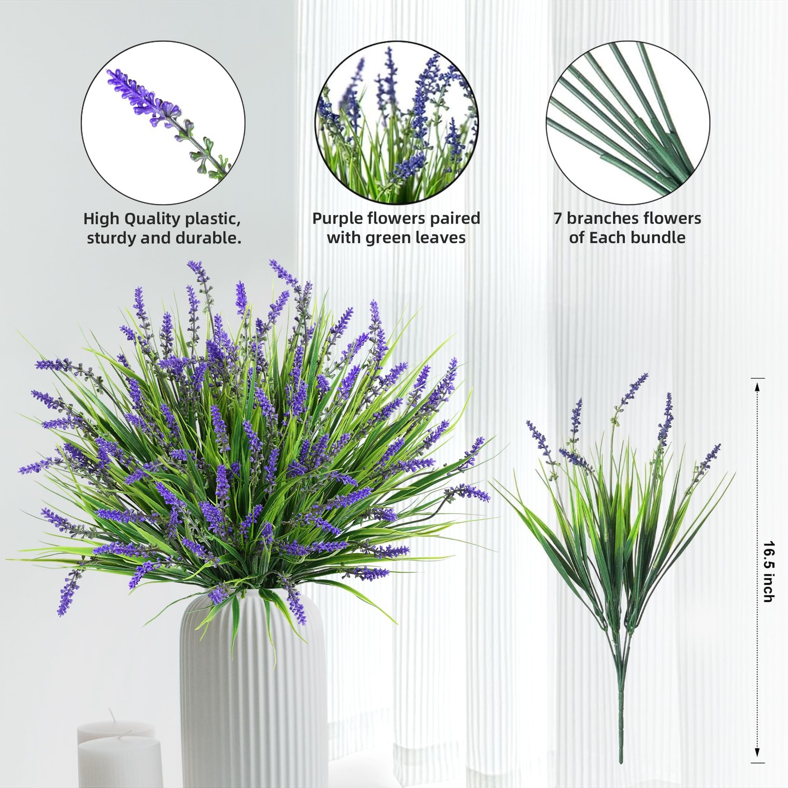 20PCS Artificial Plants Fake Flowers Monkey Grass for Outdoors,UV Resistant R…