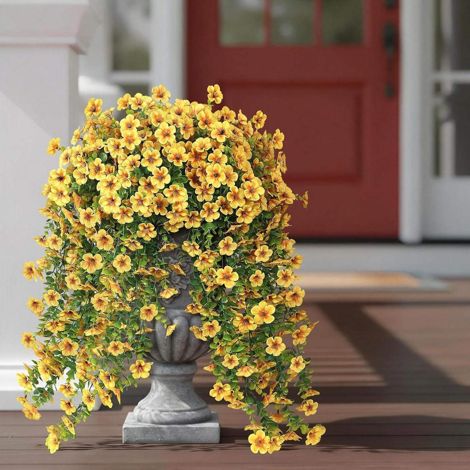 Artificial Hanging Morning Glory Flowers Set of 4 Silk Fake Outdoor Garden Decor