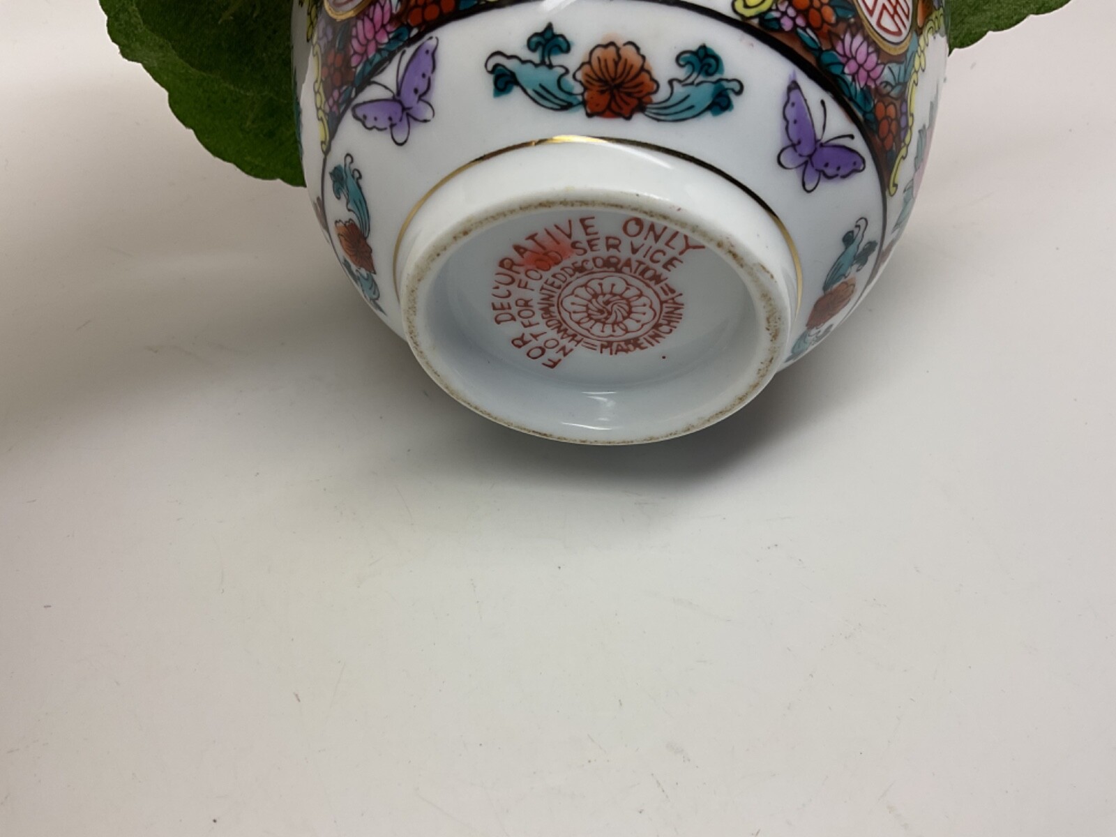 Silk Flower Arrangement in Hand Painted Chinese Porcelain Bowl