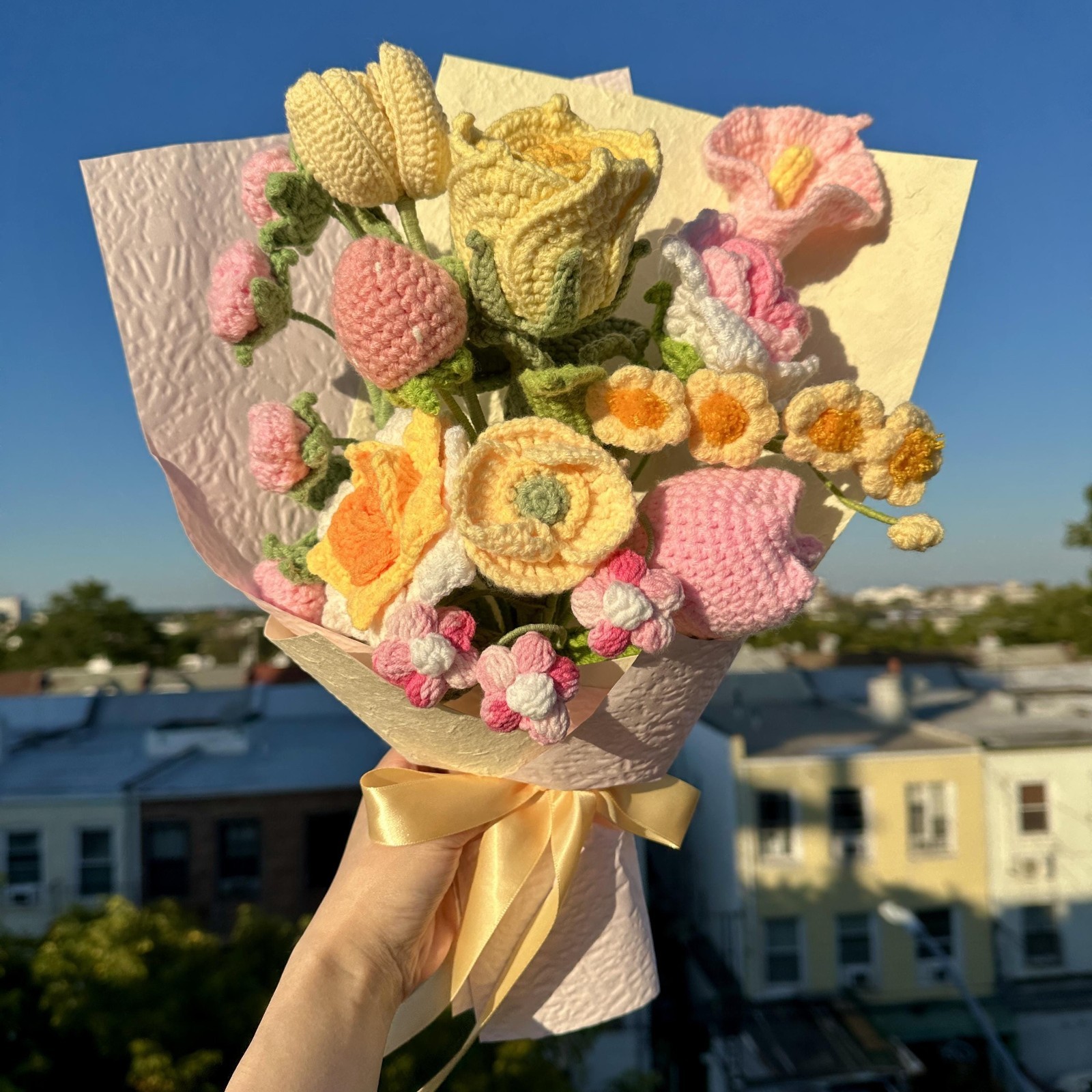 Crochet Rose Bouquet Handmade Forever Flowers Anniversary Gift for Her