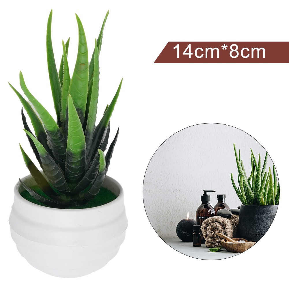 1*14*8cm, 13*11cm Aloe, Plastic Flower Artificial Potted Plant For Home, Office