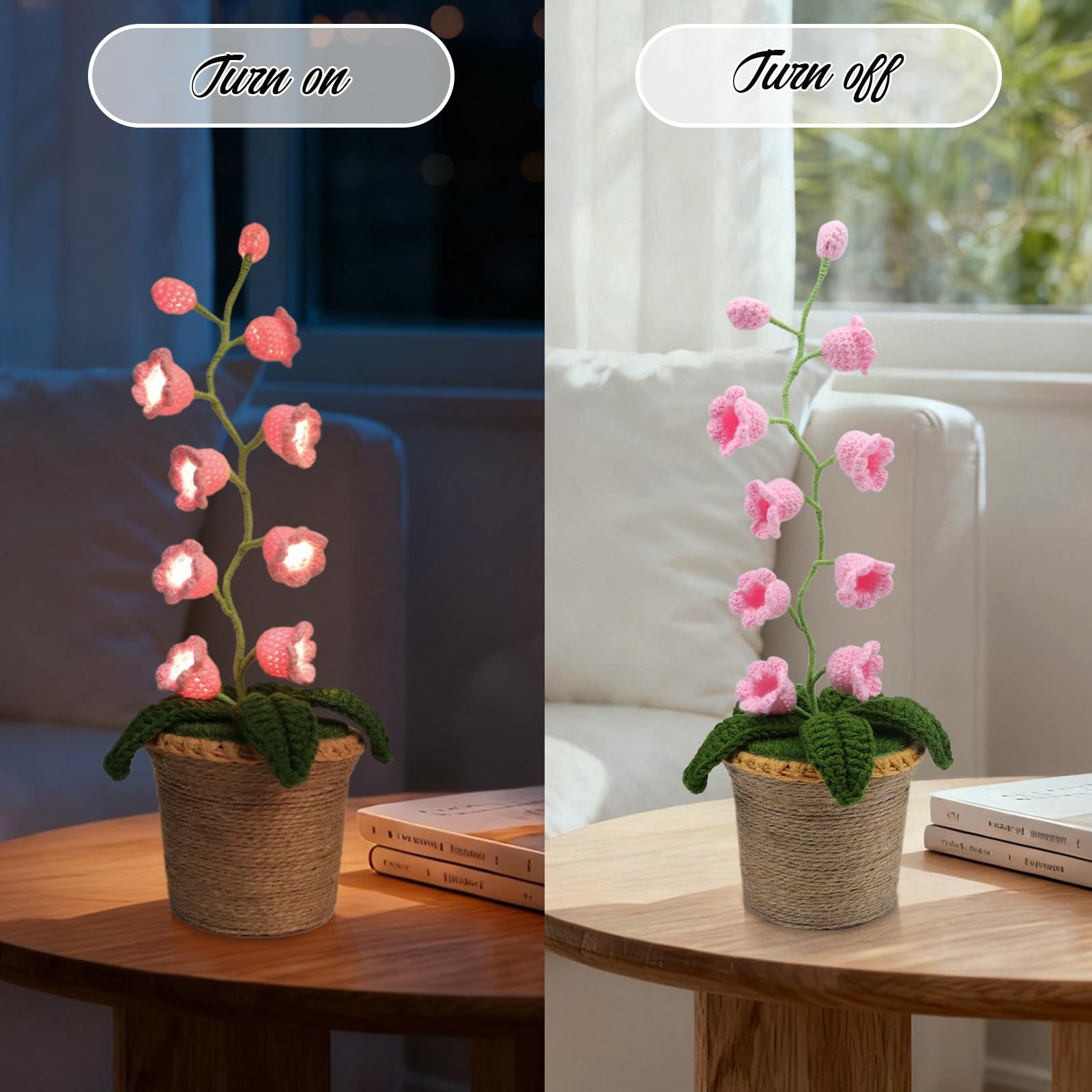 Lily of The Valley Lamp, Crochet Artificial Flowers with 10 Little Night Ligh…