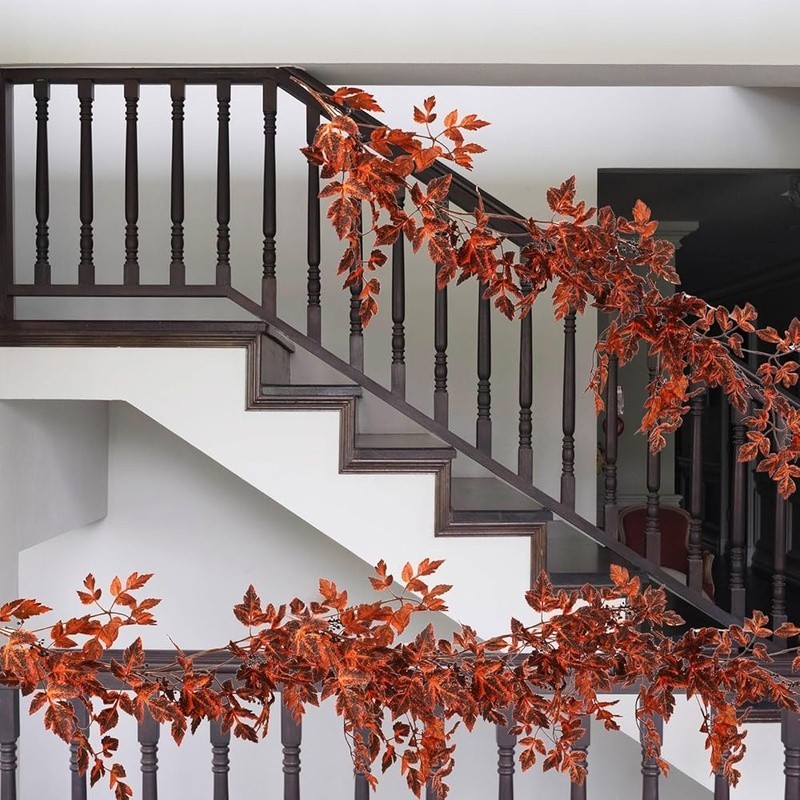Autumn Artificial Garland Set Home Decor Fall Leaves Berries Indoor Outdoor 6ft