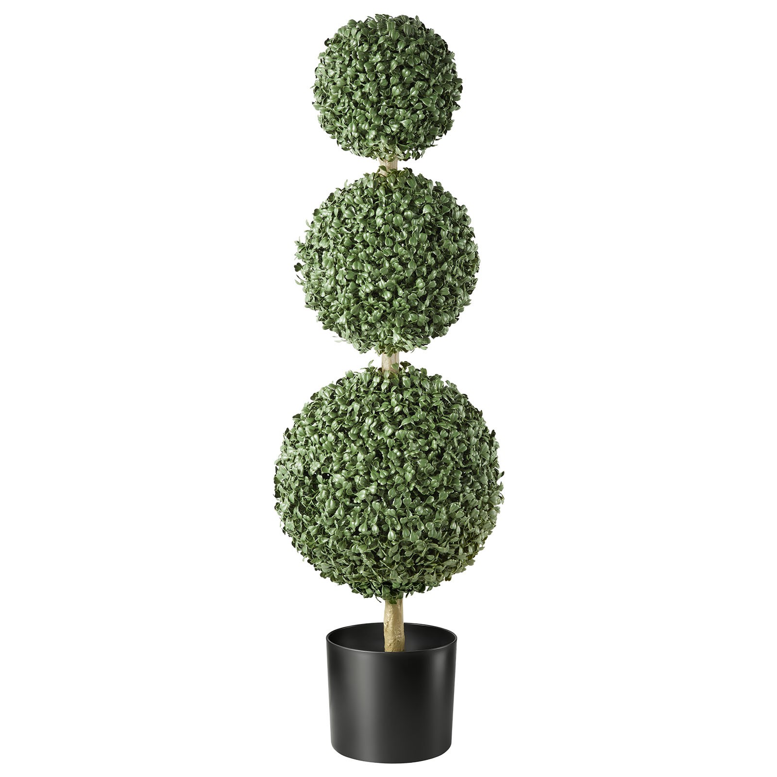 VEVOR Artificial Boxwood Topiary Triple Ball 3 Ft Set of 2 Greenery Decor PE