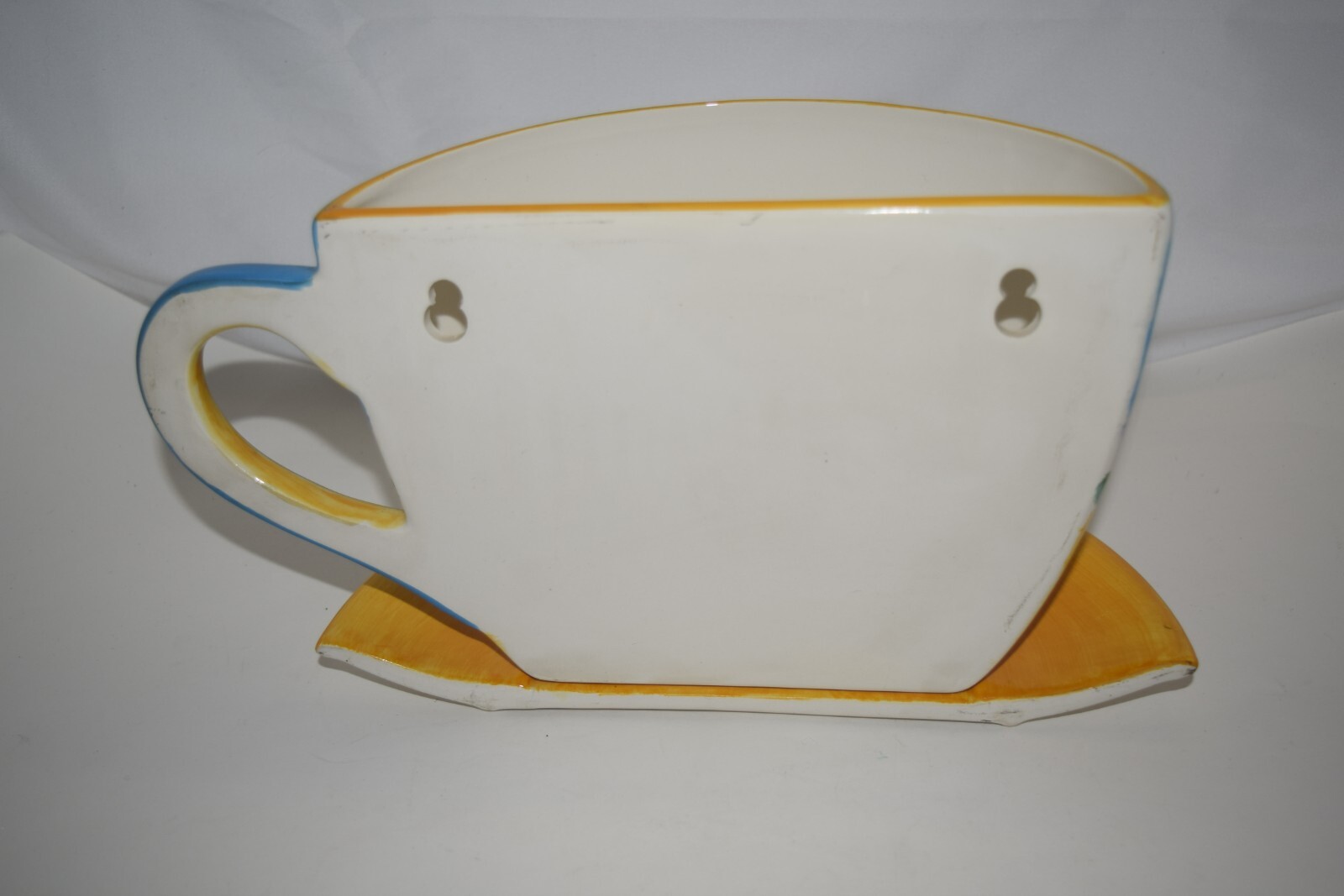 BEACH THEME ANNE ORMSBY LARGE TEA CUP WALL VASE PLANTER SIGNED BAUM BROS