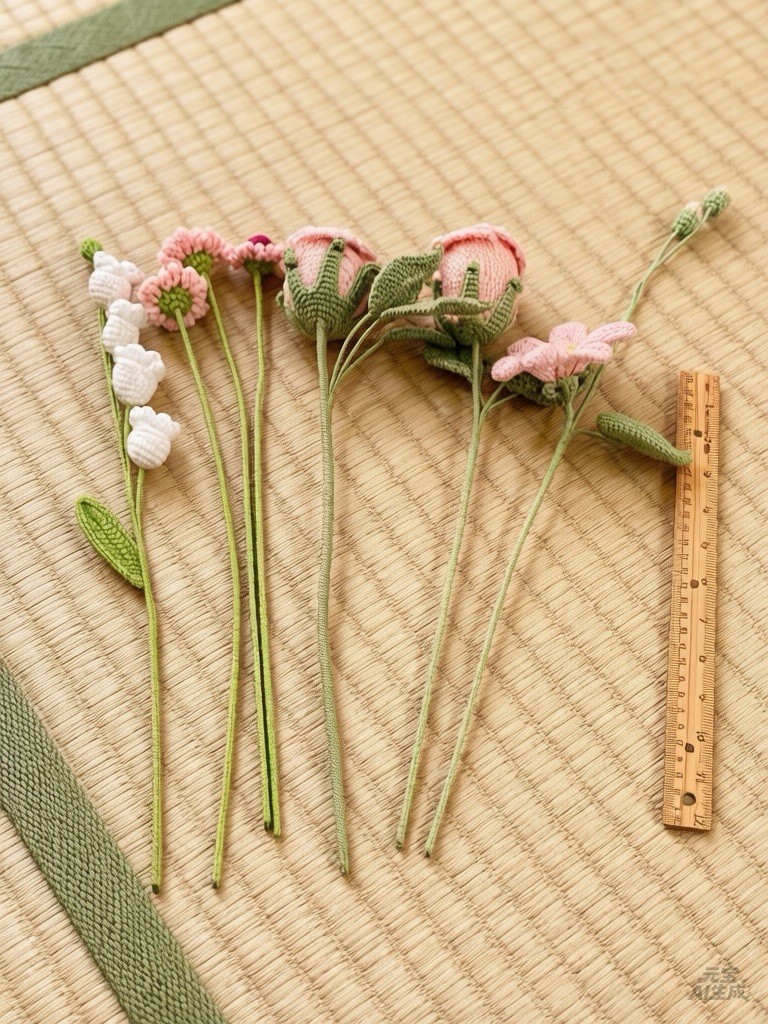 Crochet Flower Bouquet Handmade Rose Lily Daisy Of The Valley Knitted Flowers