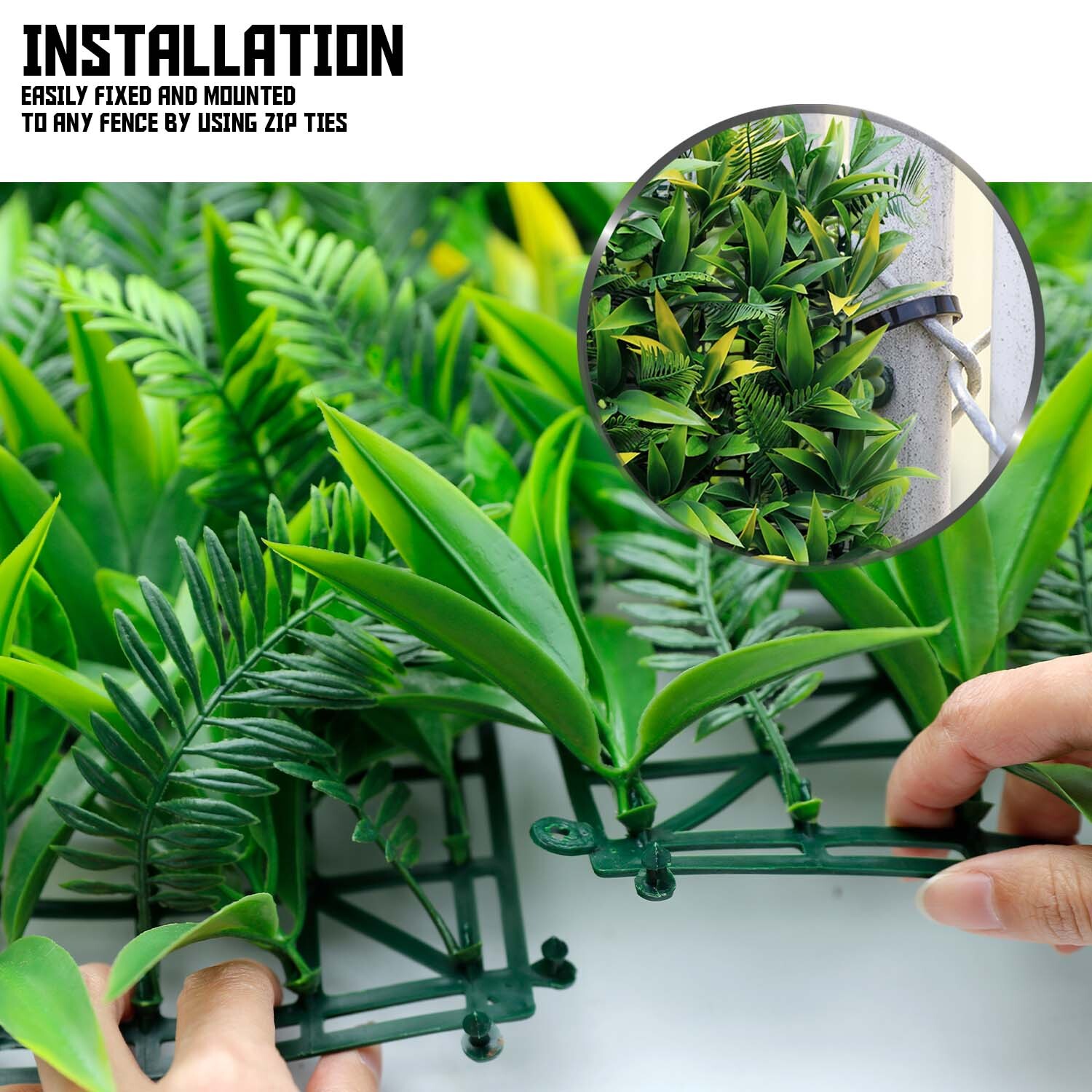 20″ Artificial Faux 3D Mix Leaves Wall Panel Fence Screen Home Outdoor Decor #03