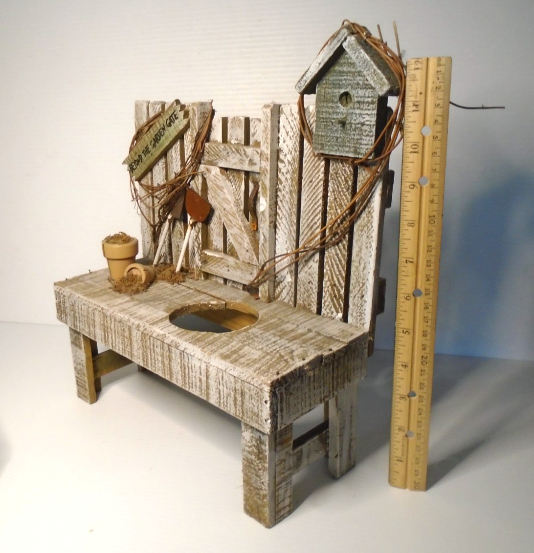 Wood Chair Bench Planter Flower Pot Holder Shabby Chic Rustic Prairie Cottage