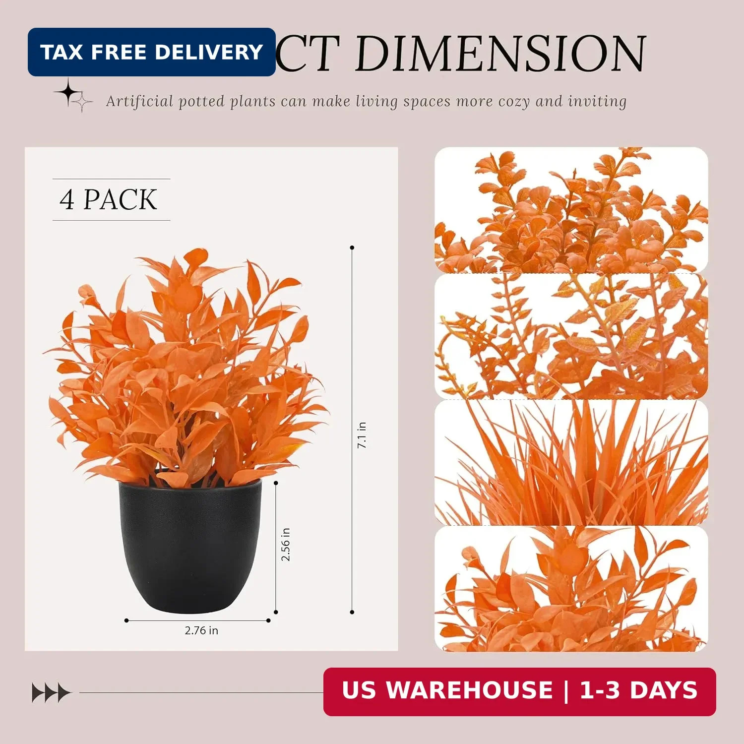 Der Rose Fall Fake Plants 4 Packs Artificial Plants Small Faux Plants Black Bath