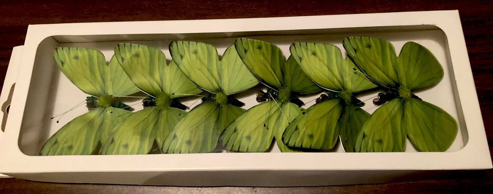 6 BUTTERFLIES 3D PAPER GREEN REALISTIC CLIP ON DECORATIVE FLORAL HOME DECOR
