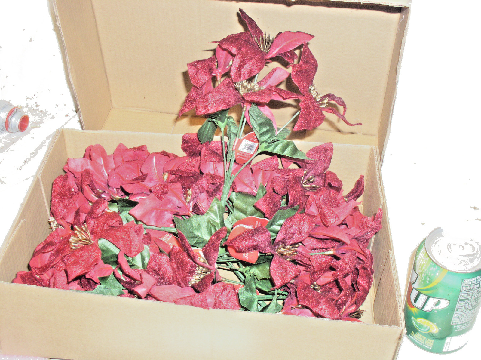 12 ASHLAND CHRISTMAS 9 INCH BURGUNDY POINSETTIA 4 STEM BUSH SILK FLOWER 756035