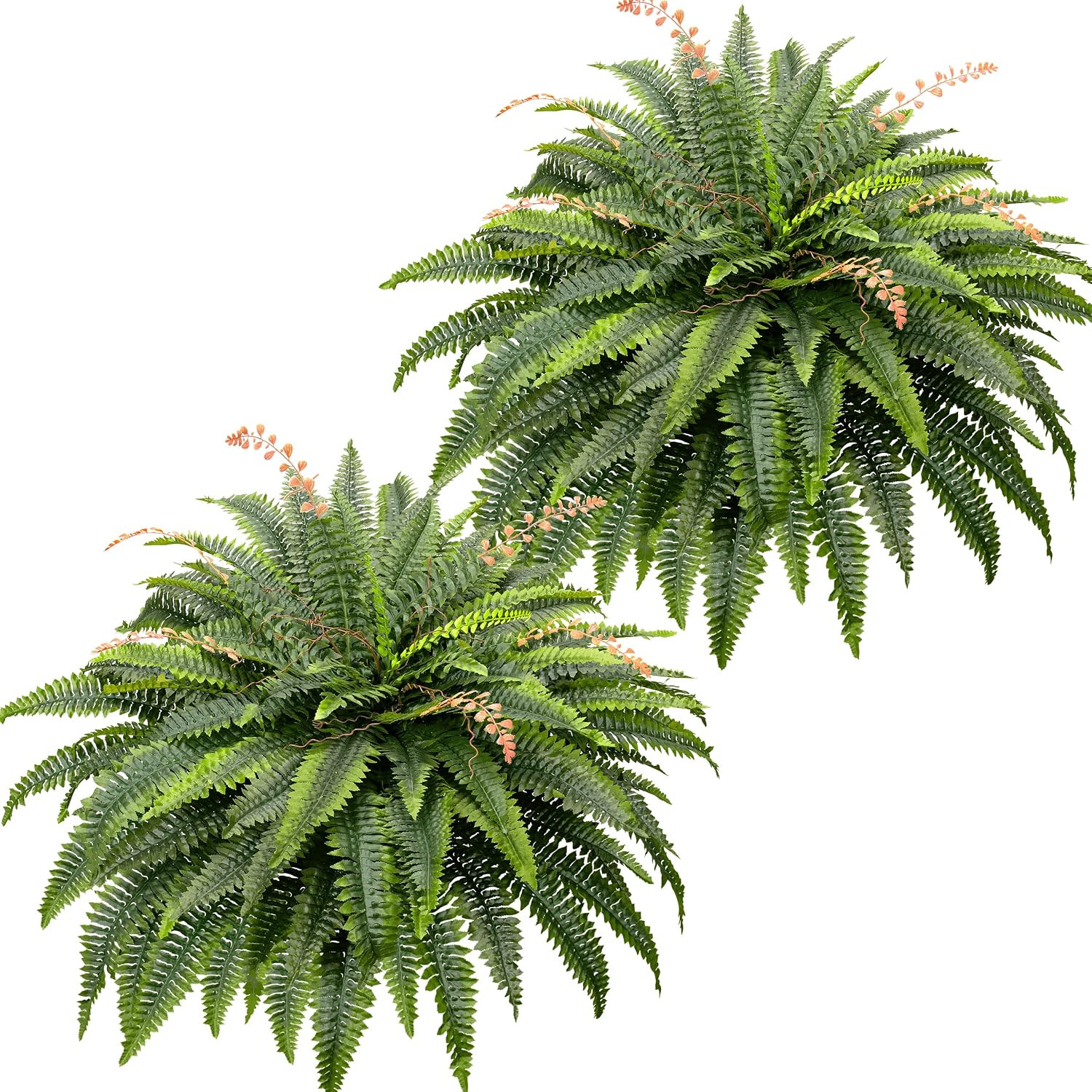 CQURE 128 Branches Fake Ferns Artificial Plants Large, 50″ Set of 2 Artificial B