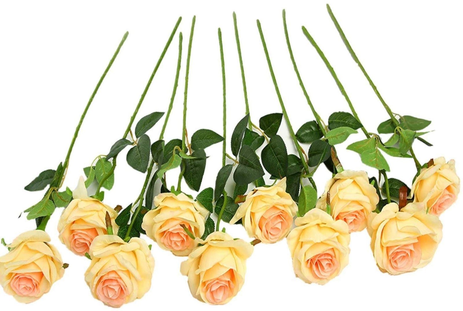 10Pcs Artificial Rose Silk Flowers Faux Bouquet Wedding Party Home Champagne