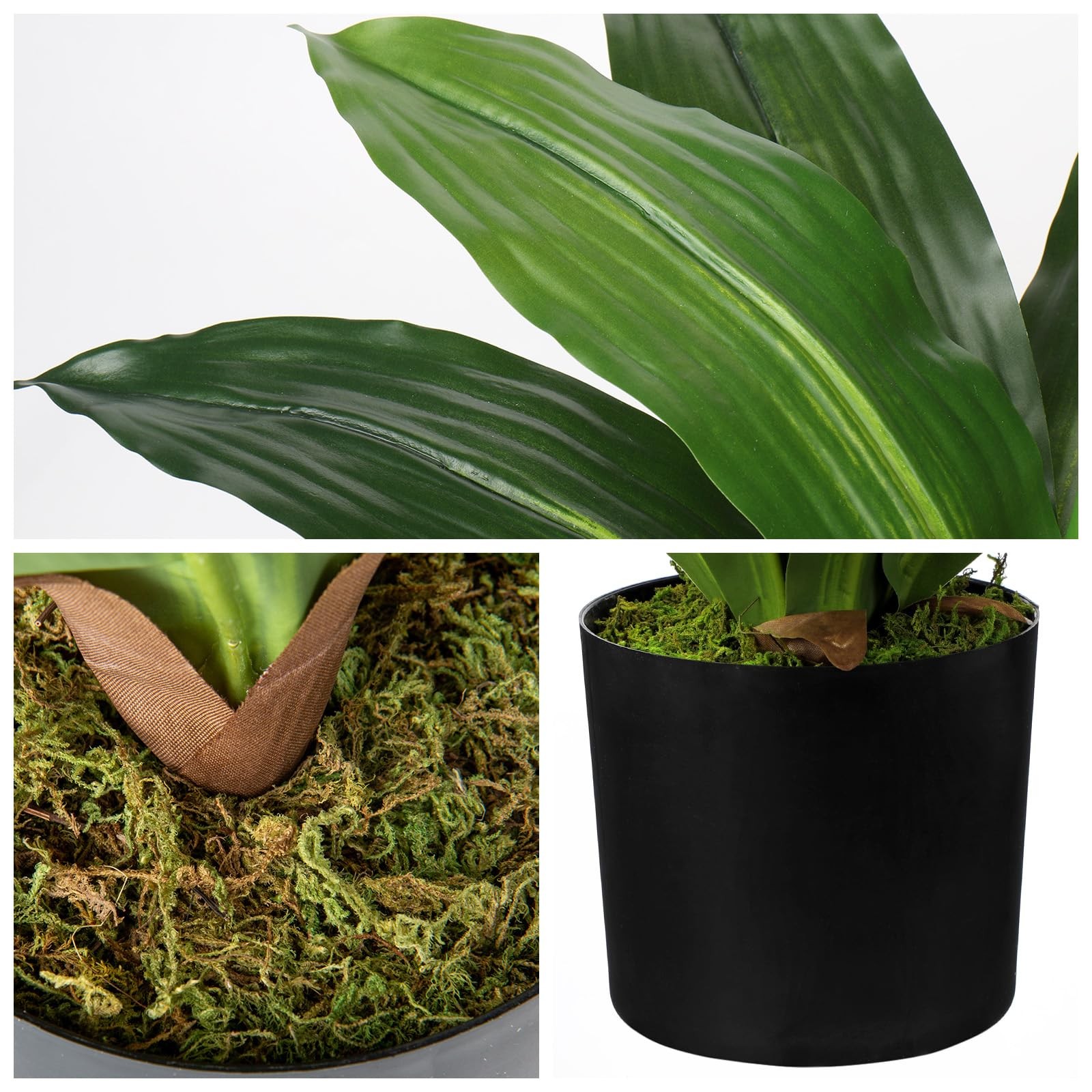 Faux Plants 17 Inch Dracaena Artificial Indoor Yucca Potted 19 Leaves 1 PC